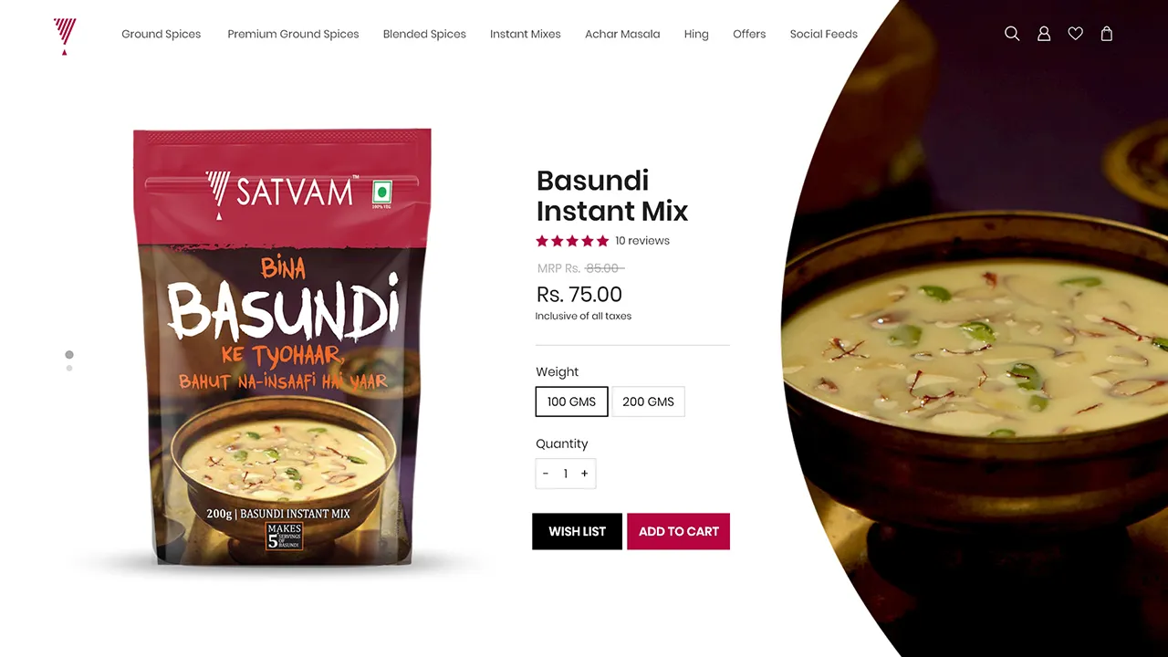 Satvam Ecom. Website Screen